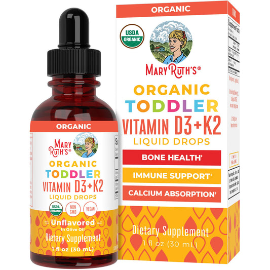 Vitamin D3 | Vitamin K2 | Vitamin D3 K2 Drops | K2 D3 Vitamin Liquid Supplement for Toddlers | Kids Supplement for Calcium Absorption Strong Bones | Vegan | Non-GMO | Gluten Free | 1 Fl Oz