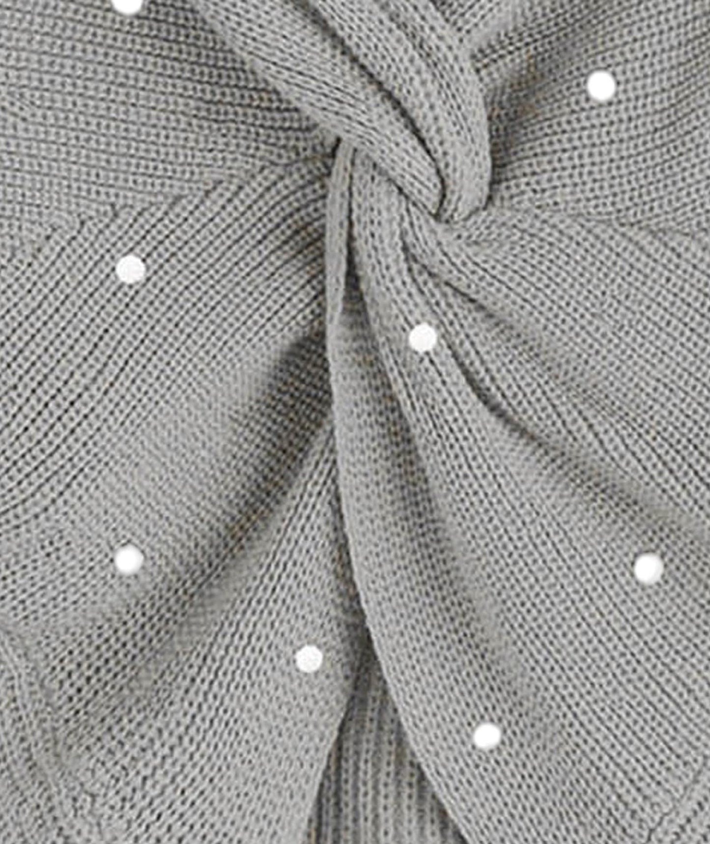 Sexyshine Women's V Neck Criss Cross Backless Pearl Long Batwing Sleeve Loose Knitted Sweater Pullovers,Light Grey