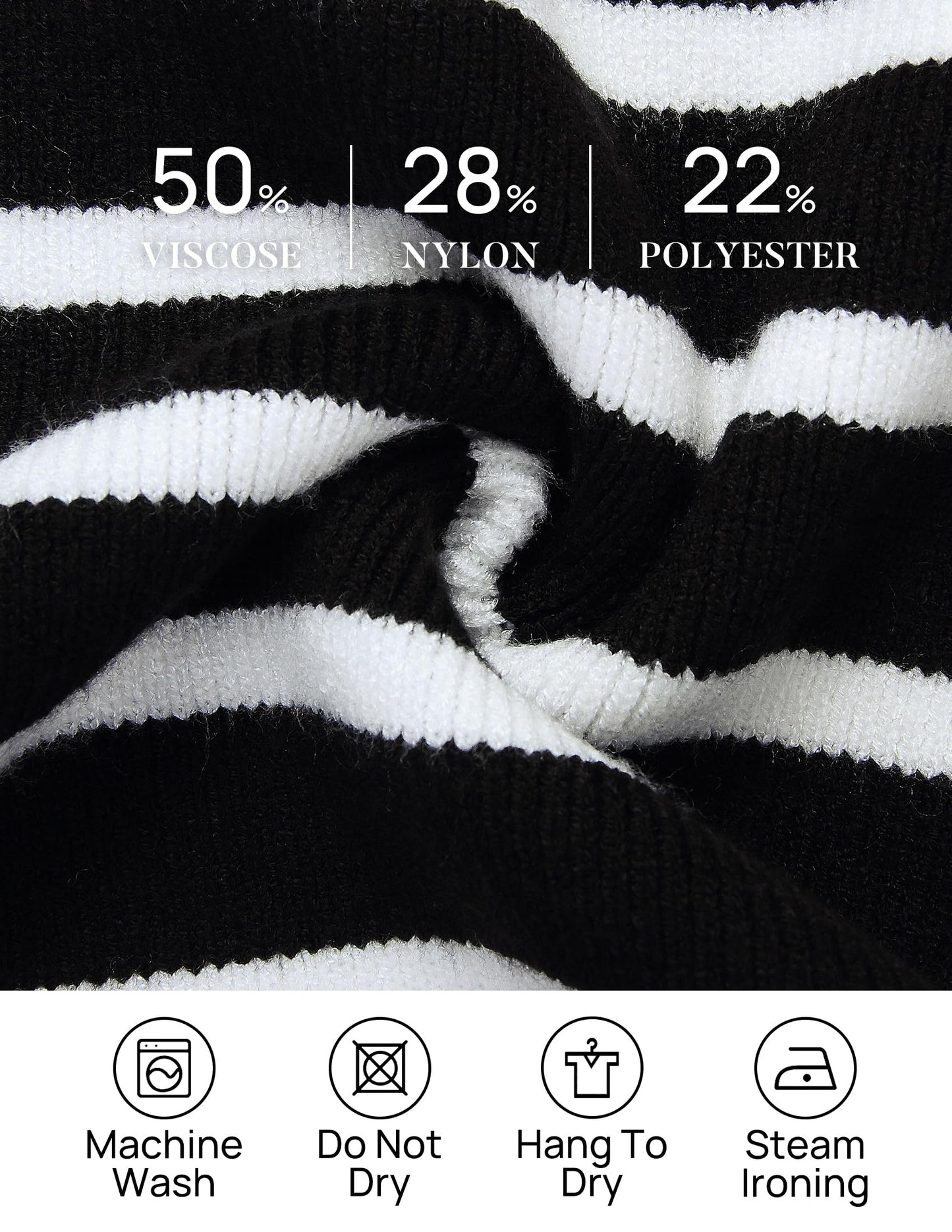 ZESICA Women's Striped Sweaters Half Zipper Long Sleeve Ribbed Knit Loose Oversized Pullover Sweater Tops,Black,Medium