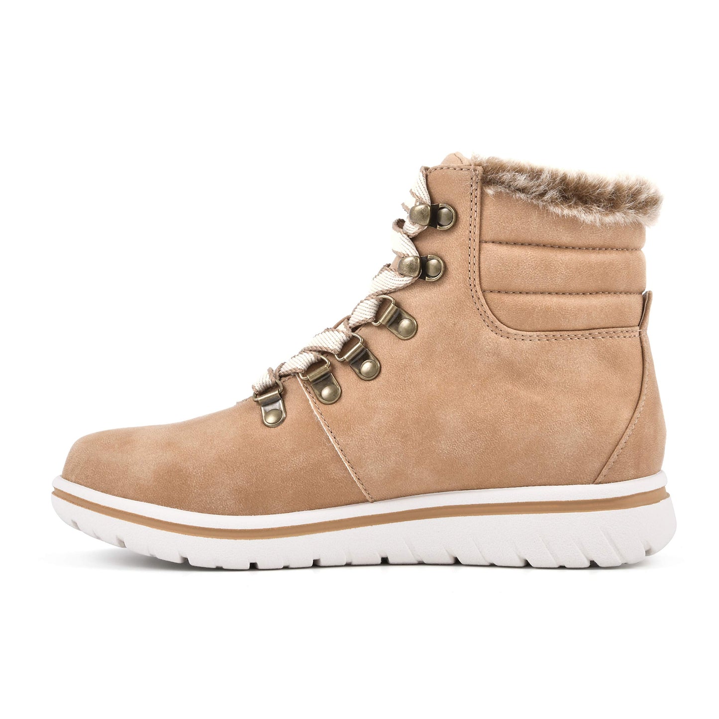 CLIFFS BY WHITE MOUNTAIN Shoes Hallett Women's Casual Hiker Style Bootie, Wheat/Fabric, 7 M