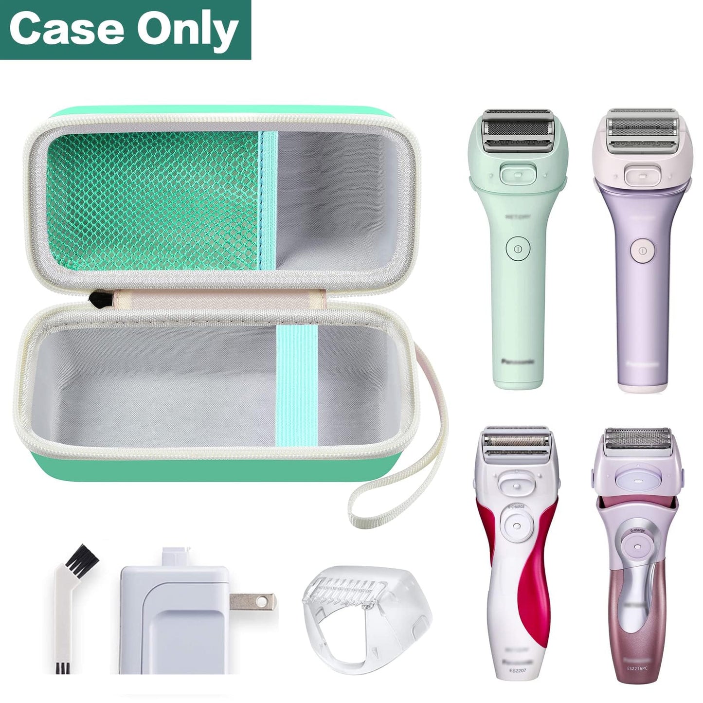 Case Compatible with Panasonic ES2207P/ ES2216PC/ ES2291D Electric Shaver for Women Cordless 3 Blade Razor Pop-Up Trimmer Close Curves. Ladies Shave Razors Holder Fits for Charger -Green (Box Only)