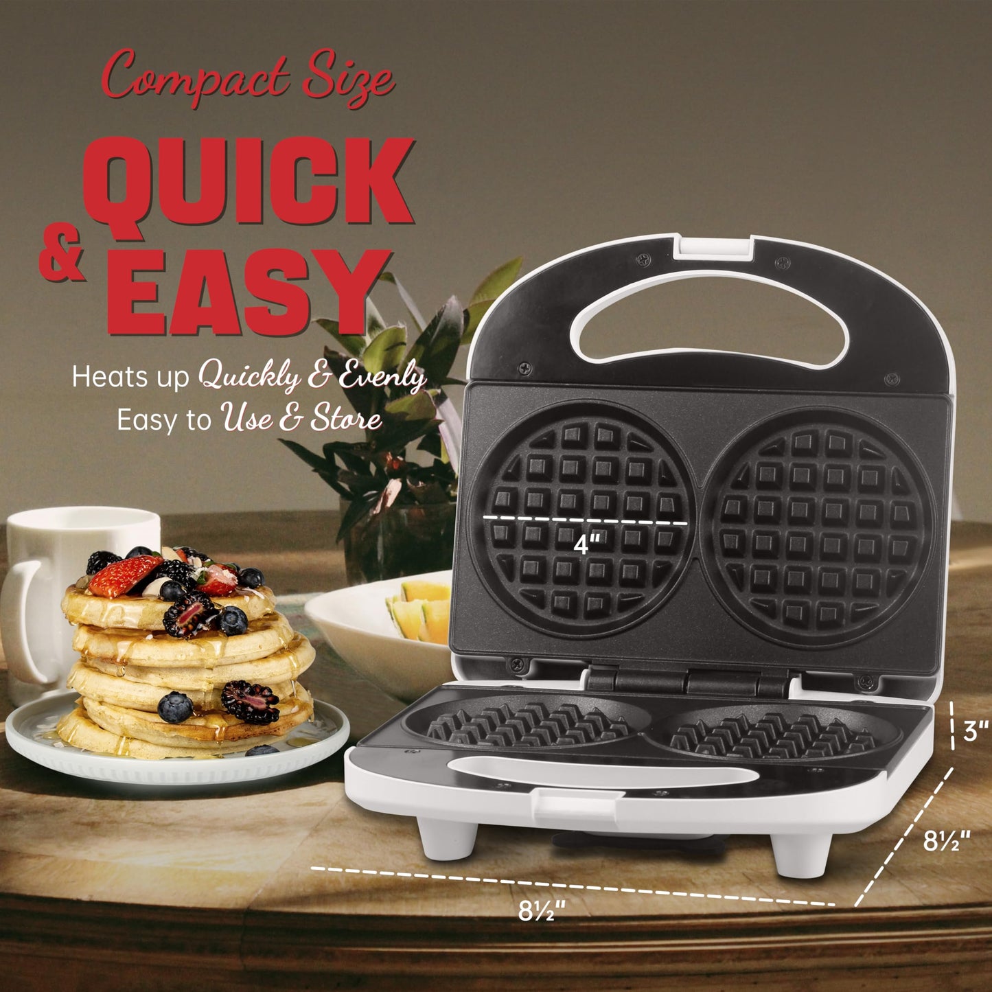 SugarWhisk Double Mini Waffle Maker Machine, Chaffle Maker, Waflera Electrica, Small Waffle Iron for Waffles, Keto Chaffles, Hash Browns, Cookies, 4 Inch