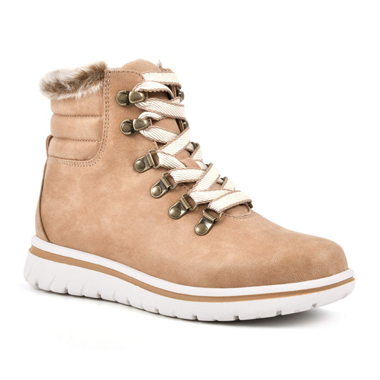 CLIFFS BY WHITE MOUNTAIN Shoes Hallett Women's Casual Hiker Style Bootie, Wheat/Fabric, 7 M