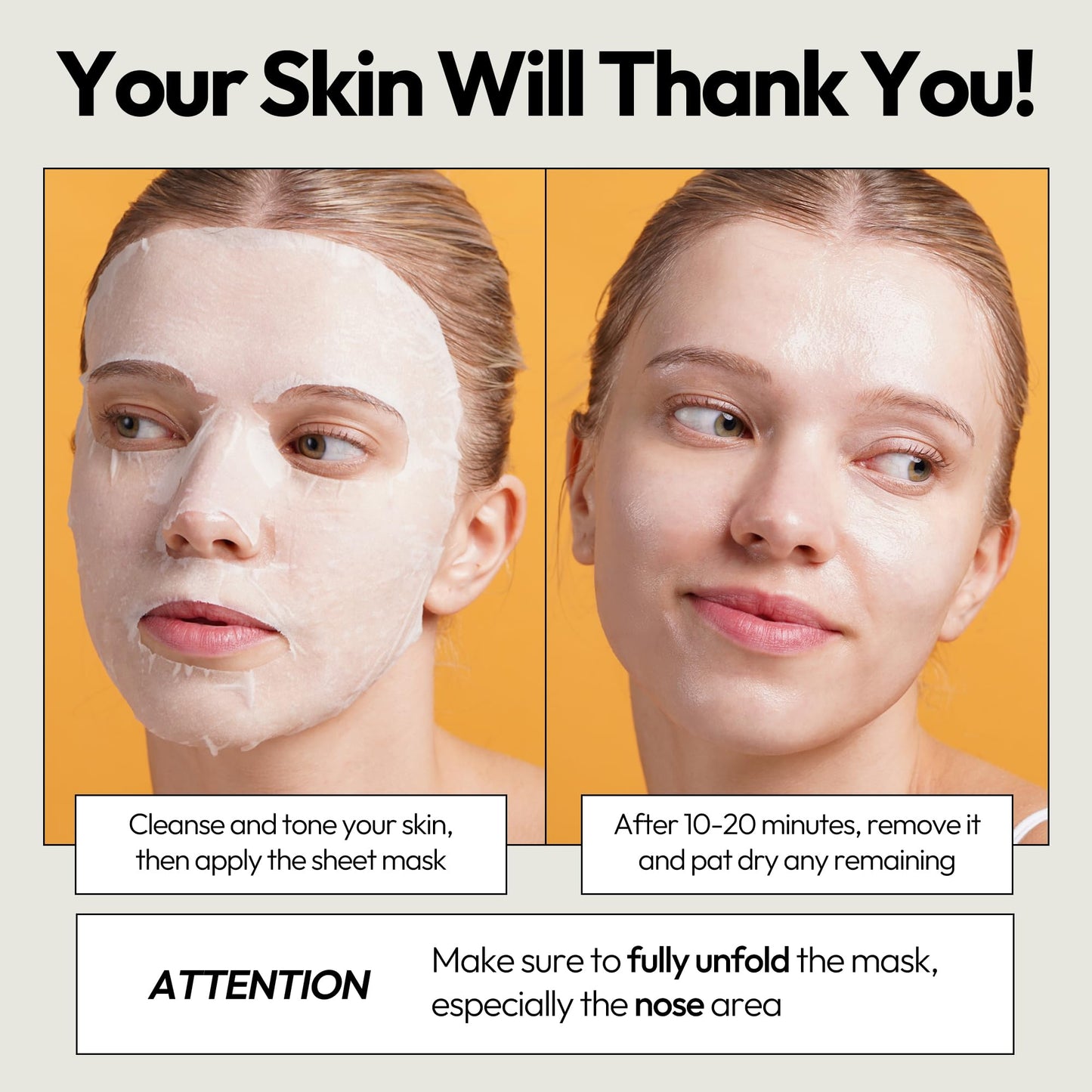 LAPCOS Vita C Sheet Mask, Daily Face Mask with Vitamin C to Renew Skin, Korean Beauty Favorite, 5-Pack