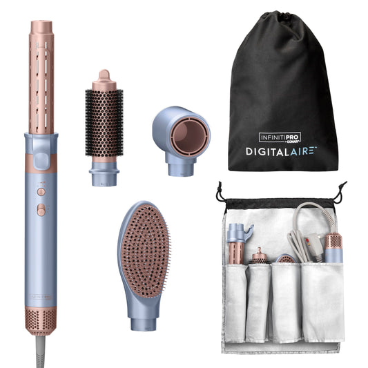 INFINITIPRO by CONAIR DigitalAIRE Multi-Styler | Air Styling System for Curls, Waves, Blowouts & Volume | 4 Attachments to Personalize Your Look Plus Storage Bag | Light Blue