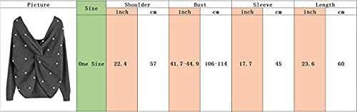 Sexyshine Women's V Neck Criss Cross Backless Pearl Long Batwing Sleeve Loose Knitted Sweater Pullovers,Light Grey