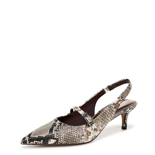 Franco Sarto Womens Khloe Pointed Toe Slingback Kitten Heel Pump Roccia Snake Faux Leather 8.5 M