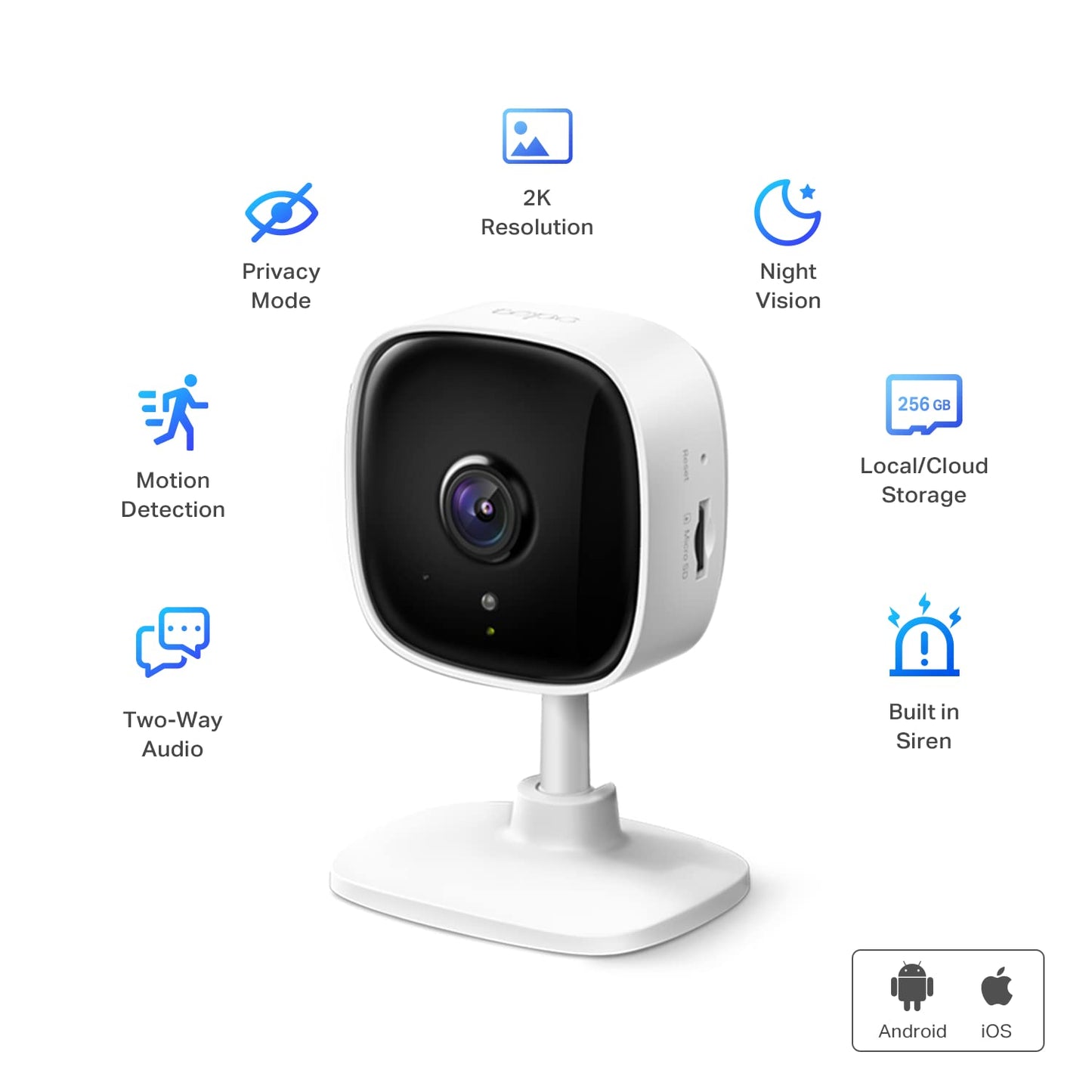 TP-Link Tapo 2K Indoor Security Camera for Baby Monitor, Dog Camera w/Motion Detection, 2-Way Audio Siren, Night Vision, Cloud & SD Card Storage(Up to 256 GB), Works w/Alexa & Google Home(Tapo C110)