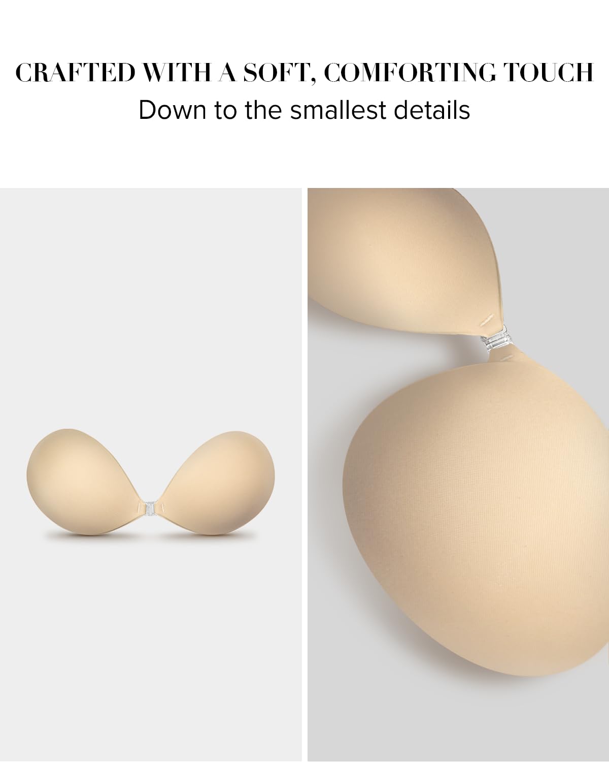 VOCH GALA Sticky Bra Push Up for Women, Strapless Backless Bra for Wedding/Parties/Events, Comfortable Adhesive Bra Nude