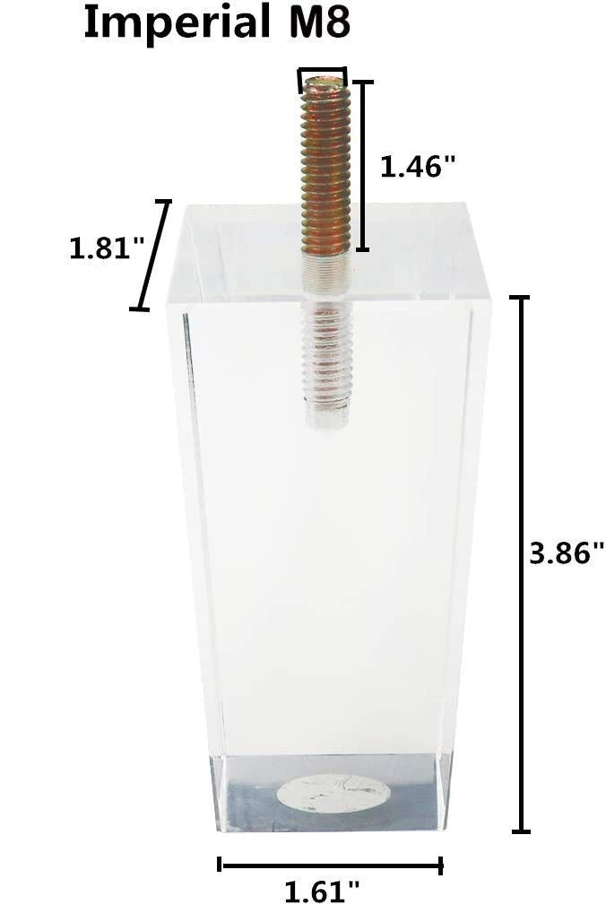 FONDDI Acrylic Furniture Legs, 4 Inch Sofa Couch Table Cabinet TV Stand Legs, Clear Furniture Risers, Heavy Duty Pack of 4