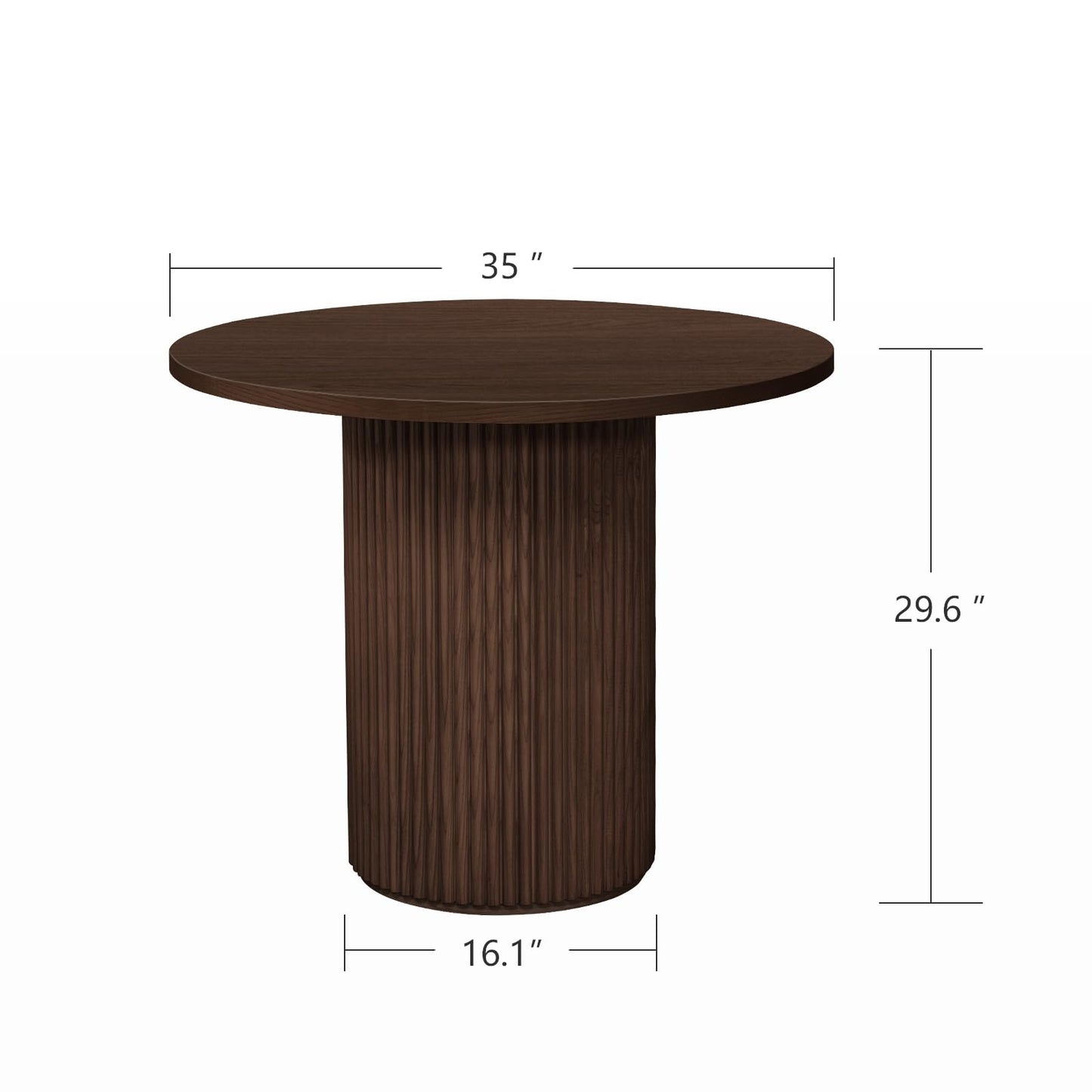 SIMTONAL Round Wood Dining Table Modern Pedestal Kitchen Table Walnut, 35''L x 35''W x 29.9''H(Only Table)