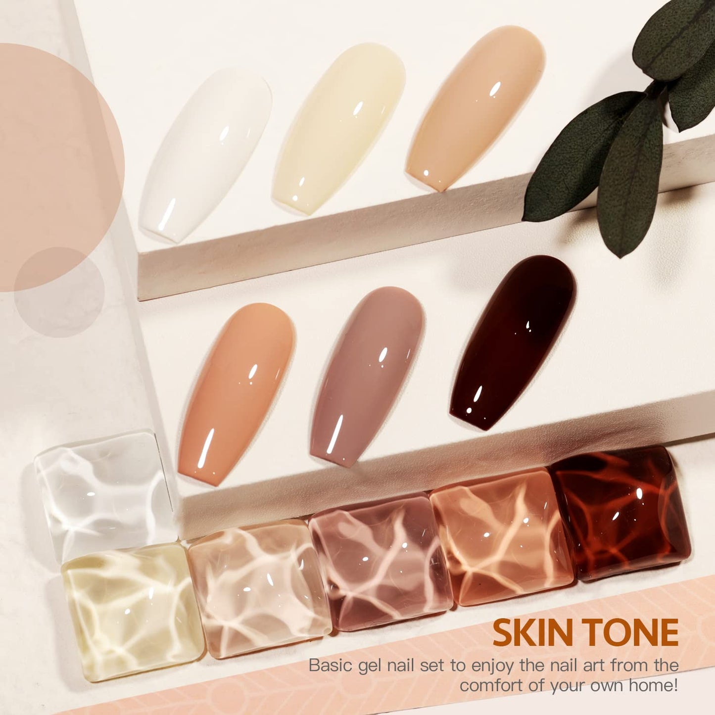 GAOY Nude Gel Polish Set, 6 Neutral Colors Gel Nail Kit for Nail Art DIY Manicure and Pedicure at Home