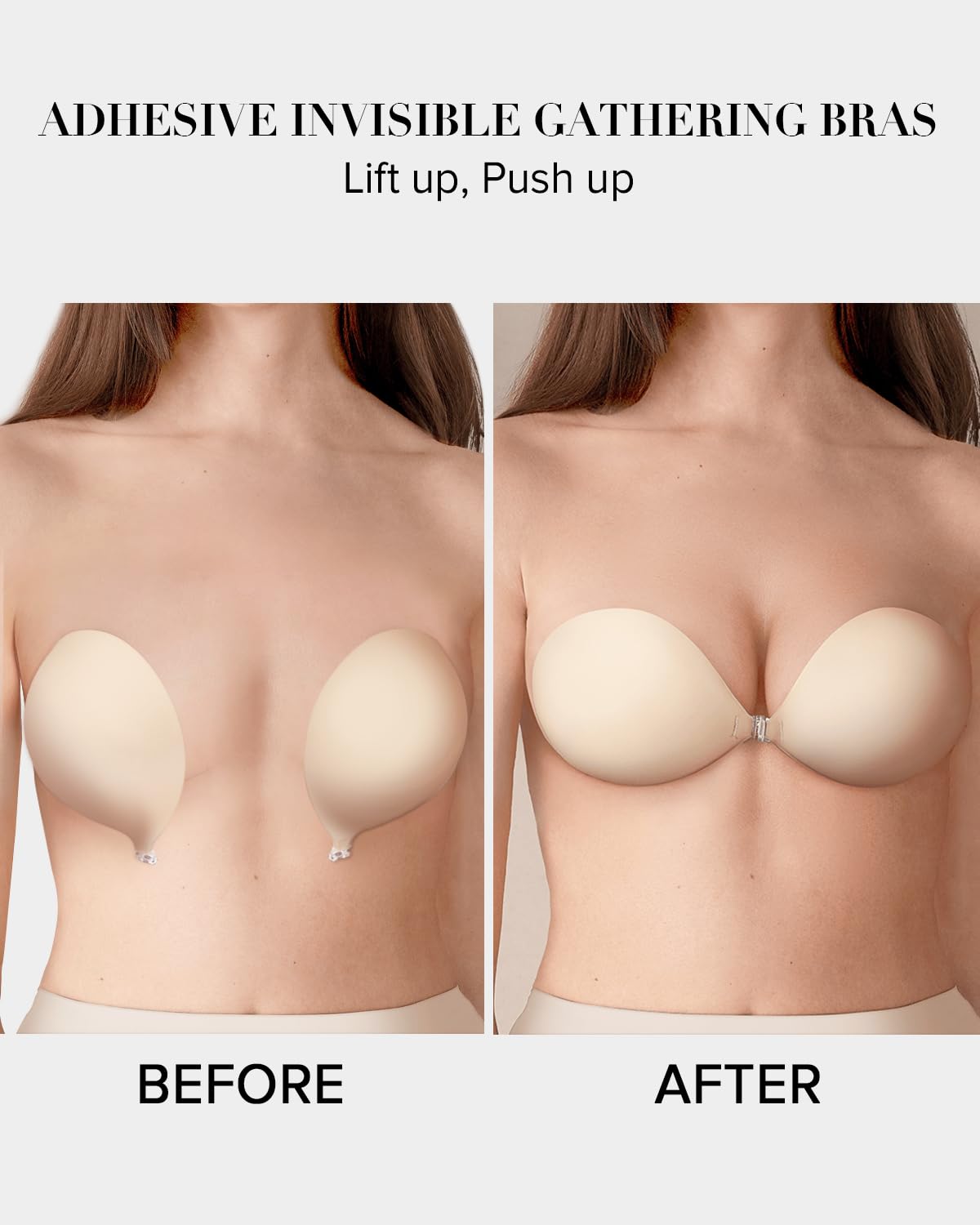 VOCH GALA Sticky Bra Push Up for Women, Strapless Backless Bra for Wedding/Parties/Events, Comfortable Adhesive Bra Nude