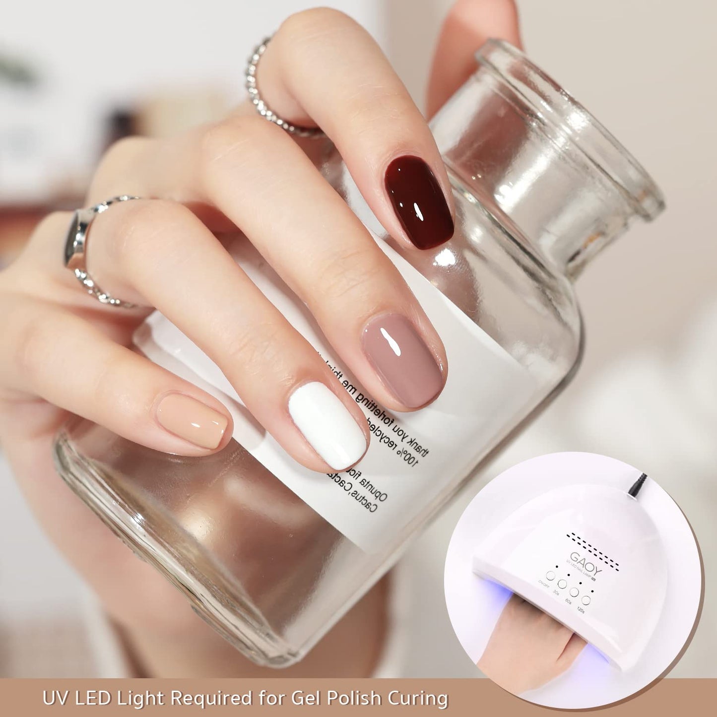 GAOY Nude Gel Polish Set, 6 Neutral Colors Gel Nail Kit for Nail Art DIY Manicure and Pedicure at Home