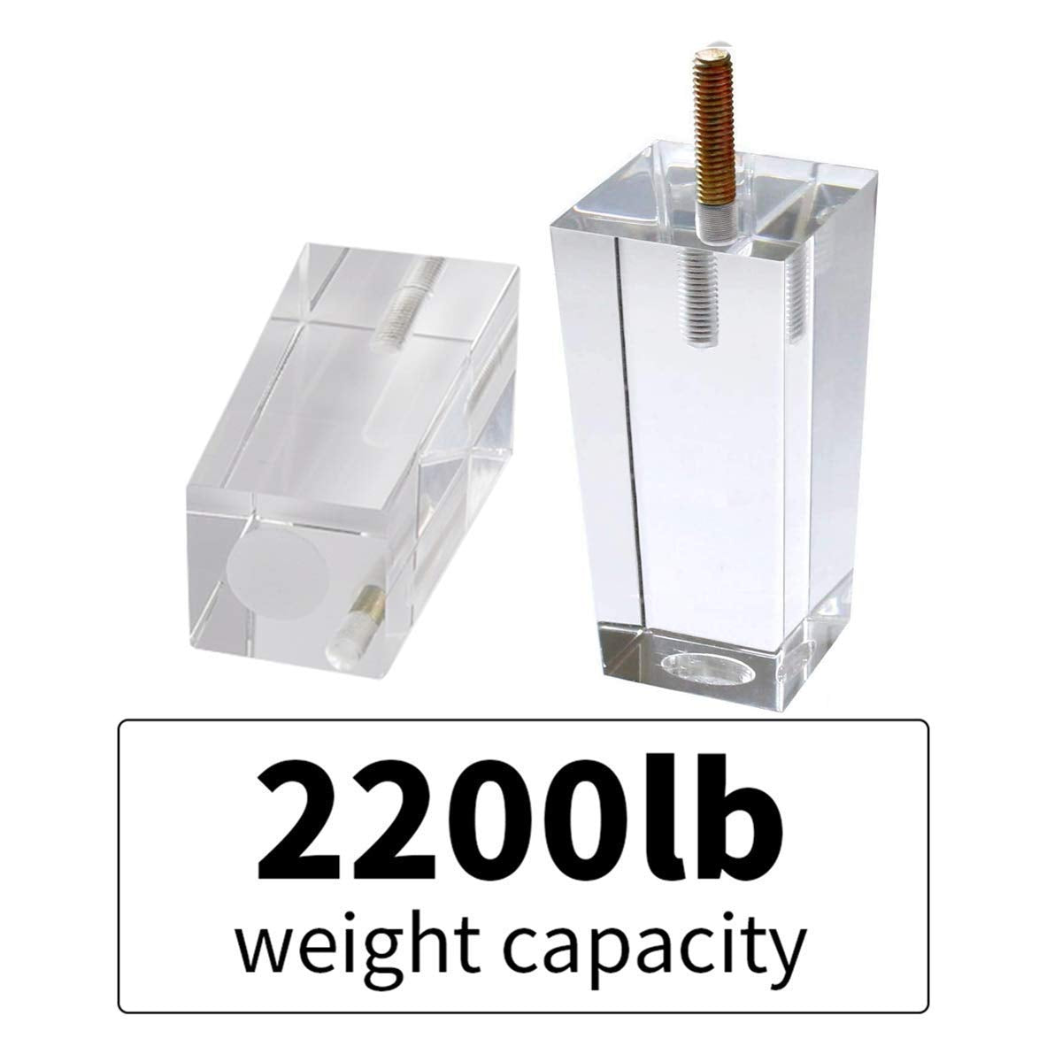 FONDDI Acrylic Furniture Legs, 4 Inch Sofa Couch Table Cabinet TV Stand Legs, Clear Furniture Risers, Heavy Duty Pack of 4