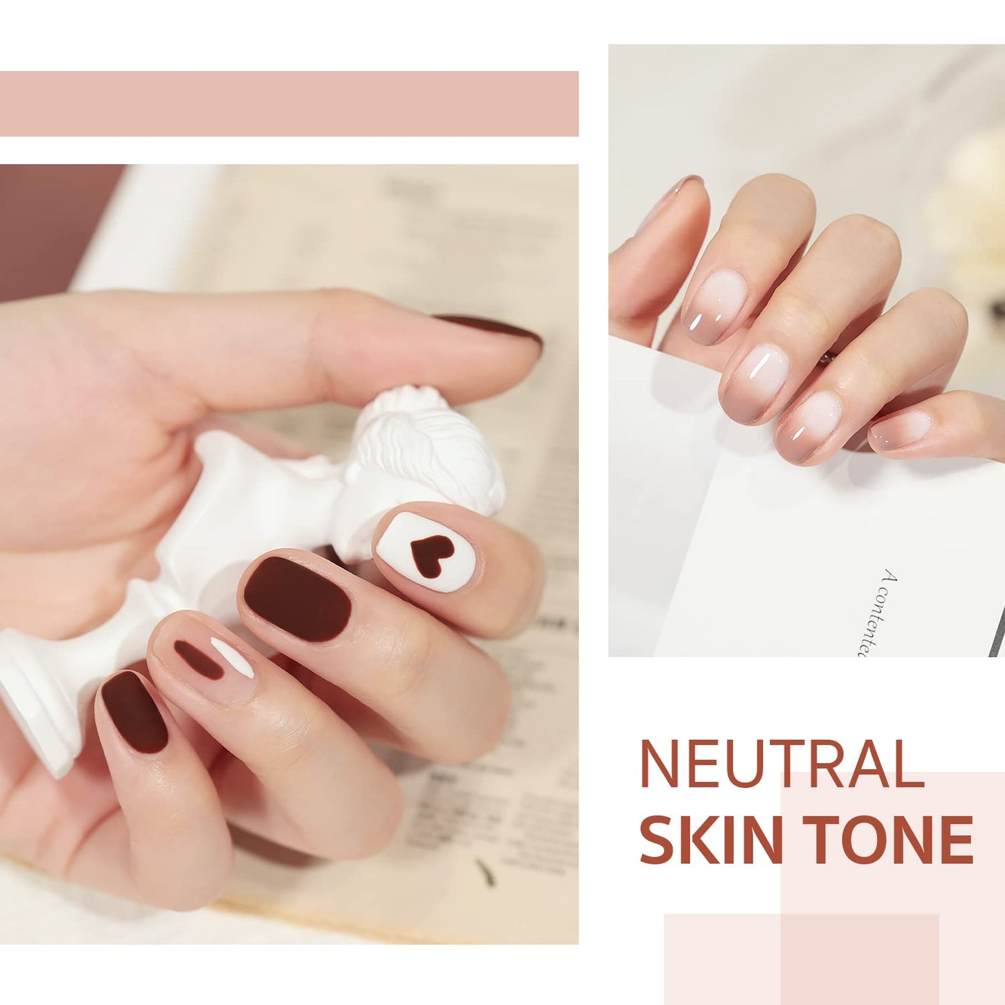 GAOY Nude Gel Polish Set, 6 Neutral Colors Gel Nail Kit for Nail Art DIY Manicure and Pedicure at Home