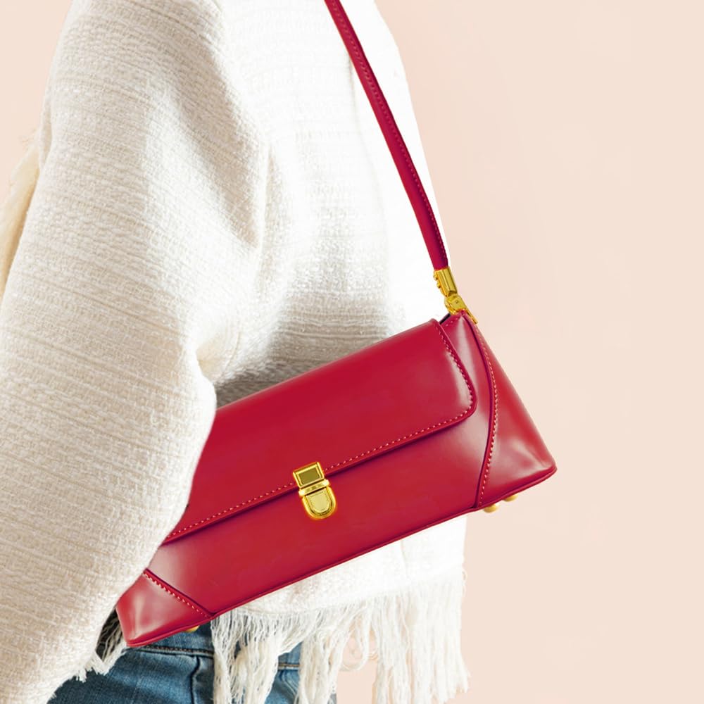 cuiab Women's Shoulder Bag, Shoulder Bag for Women, Red Purse, Red Shoulder Bag, Vintage Shoulder Bag(Red)