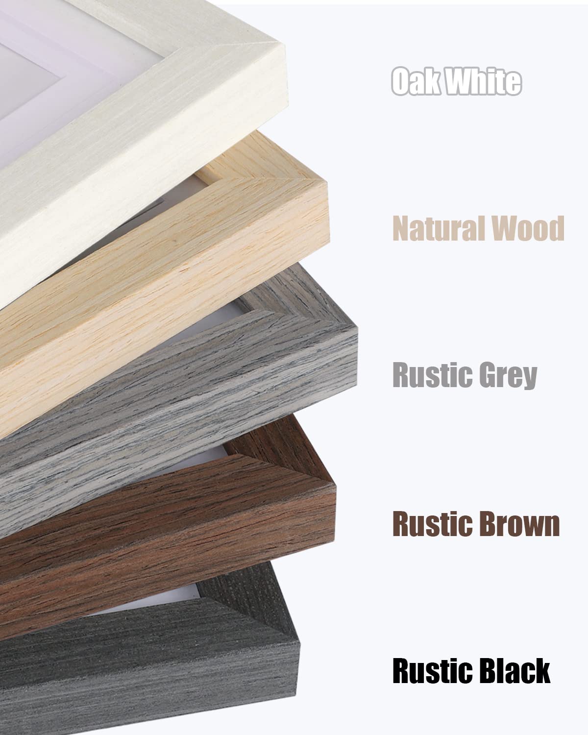 Egofine 8x10 Picture Frames Made of Solid Wood with Plexiglass, Display Pictures 4x6/5x7 with Mat or 8x10 Without Mat Set of 4 for Tabletop and Wall Mounting, Oak Wood