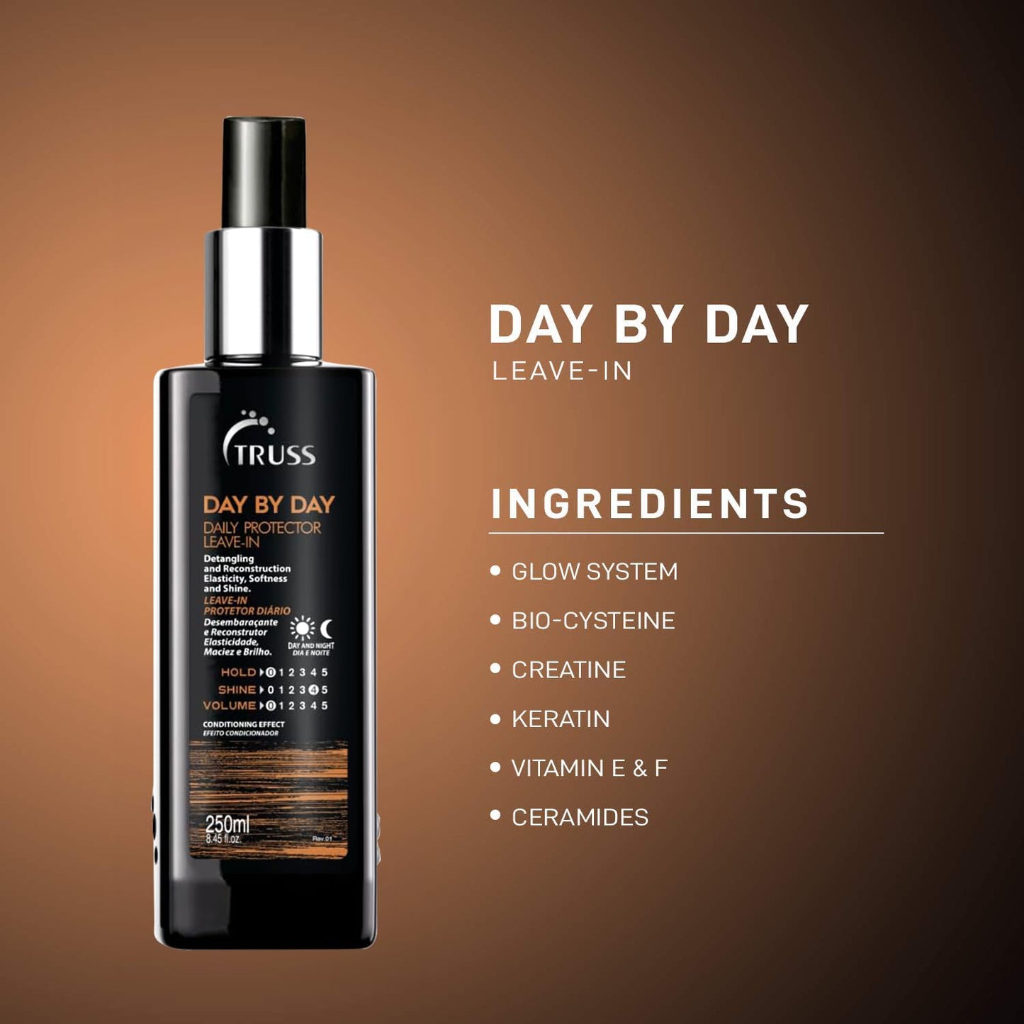 Truss Day By Day - Leave-in Daily Protector And Detangler Spray For Hair - Highly Moisturizing With Thermal Heat Protectant For Blow Outs, Detangling, Reconstruction, Softness, and Shine