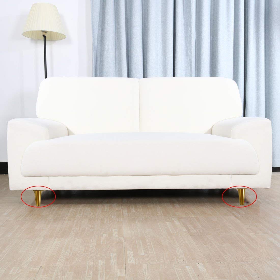 FENGFU Gold Furniture Legs - 6.5" Metal Sofa Legs Heavy Duty Round Cabinet Feet - Verified Lab Test Supports + 2000 pounds - 4 Piece Set