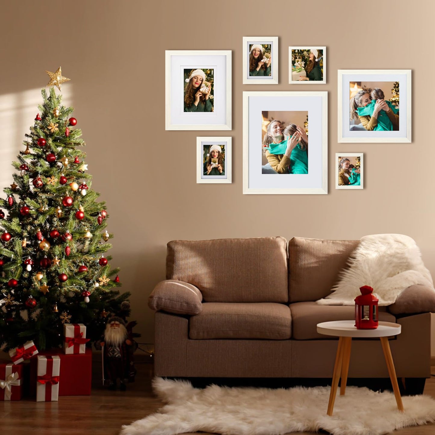 Egofine 8x10 Picture Frames Made of Solid Wood with Plexiglass, Display Pictures 4x6/5x7 with Mat or 8x10 Without Mat Set of 4 for Tabletop and Wall Mounting, Oak Wood