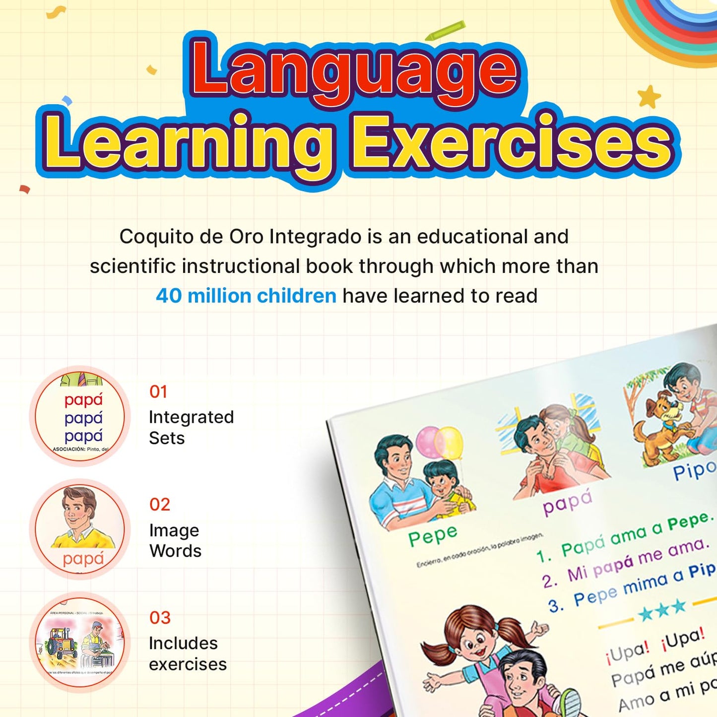 Coquito de Oro - Spanish workbook for kids - Learn Spanish book for kids - Libro para aprender a leer en español - Leer y escribir en Español