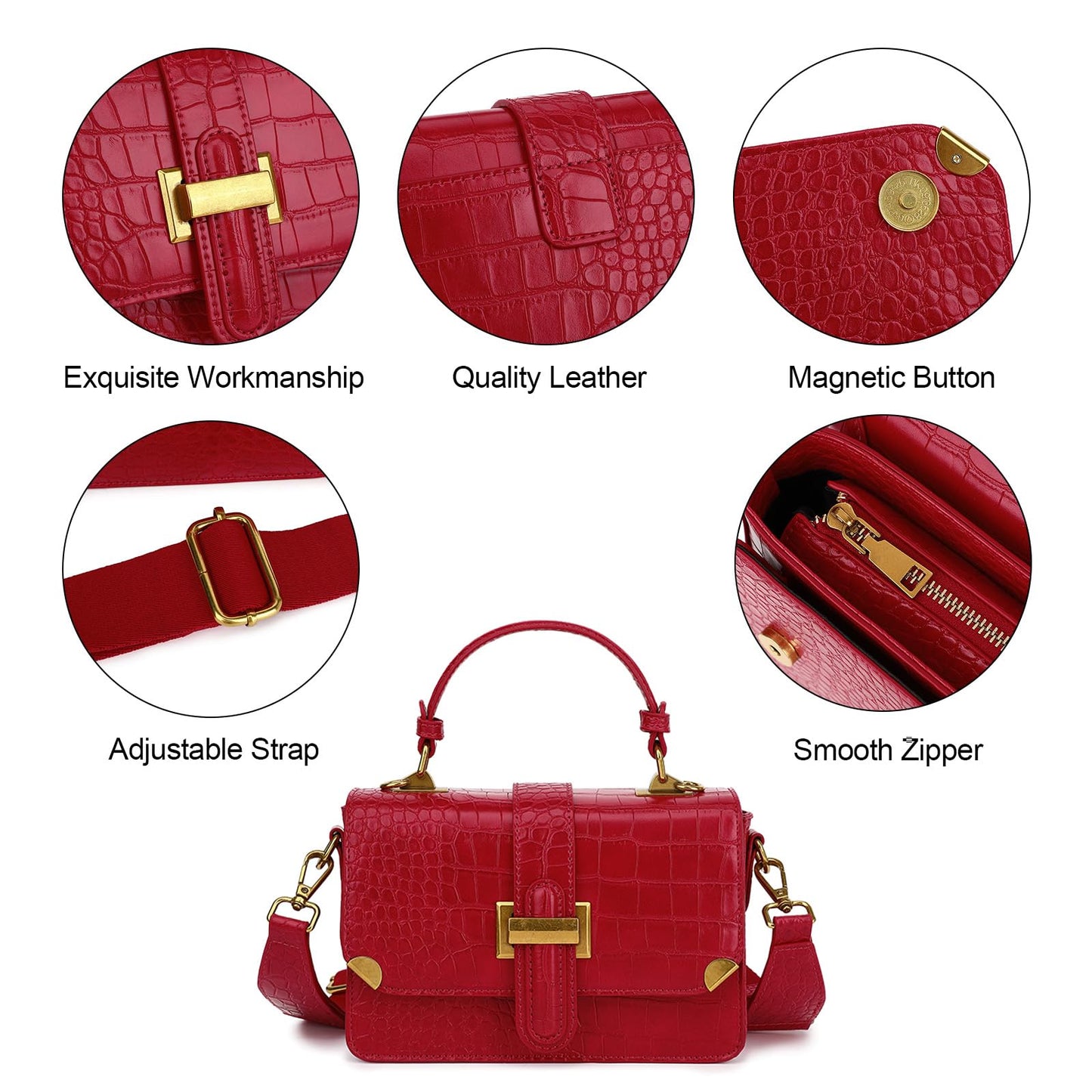 LL LOPPOP Women's Small Classy Crossbody Bag Purse Top Handle Handbags Leather Satchel Bags for Women with Adjustable Strap