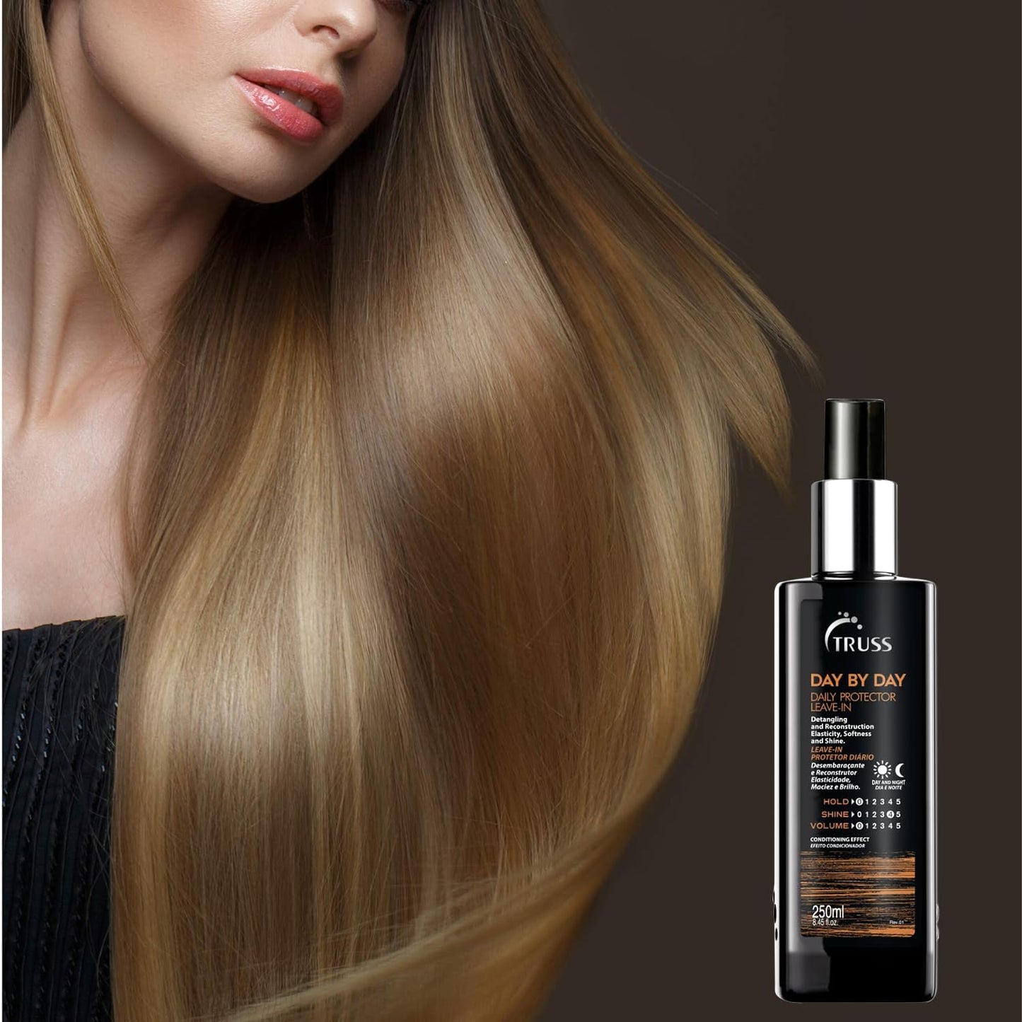 Truss Day By Day - Leave-in Daily Protector And Detangler Spray For Hair - Highly Moisturizing With Thermal Heat Protectant For Blow Outs, Detangling, Reconstruction, Softness, and Shine