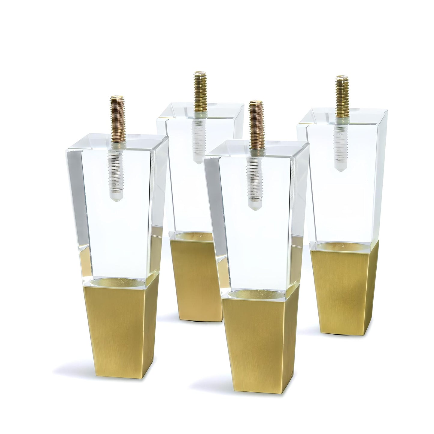 JEREVER Acrylic Furniture Legs Replacement Sofa Feet Cabinet Modern Clear Decor DIY Legs Square Style Set of 4 (4.7 inch Square)