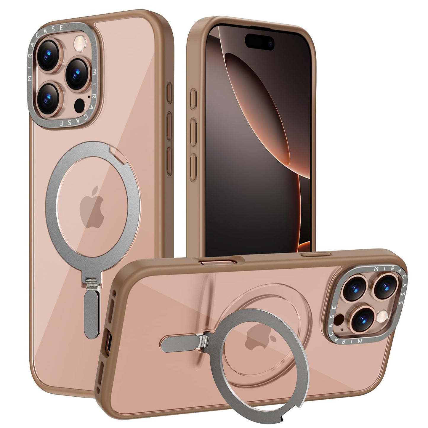 Miracase 2024 Magnetic for iPhone 16 Pro Max Case with Stand 6.9'' [Compatible with MagSafe] Shockproof Phone Case for iPhone 16 Pro Max with Flexible & Reliable Built-in Kickstand, Desert Brown
