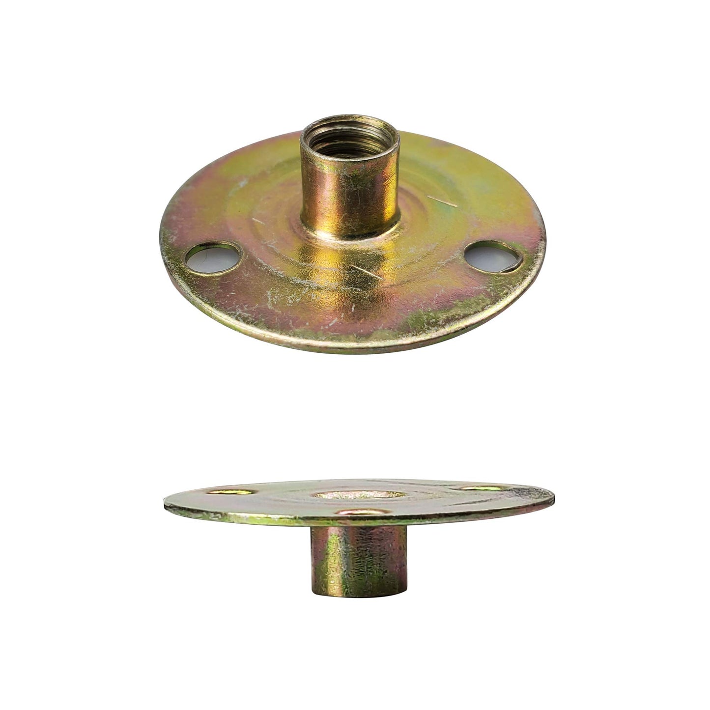 FONDDI Three Holes Tee Nut, Round Base Screw-in T-Nut, Furniture Nut and Splint Fasten The Screws, 4 Pcs Nut with 12 Pcs Screw (5/16"-18)