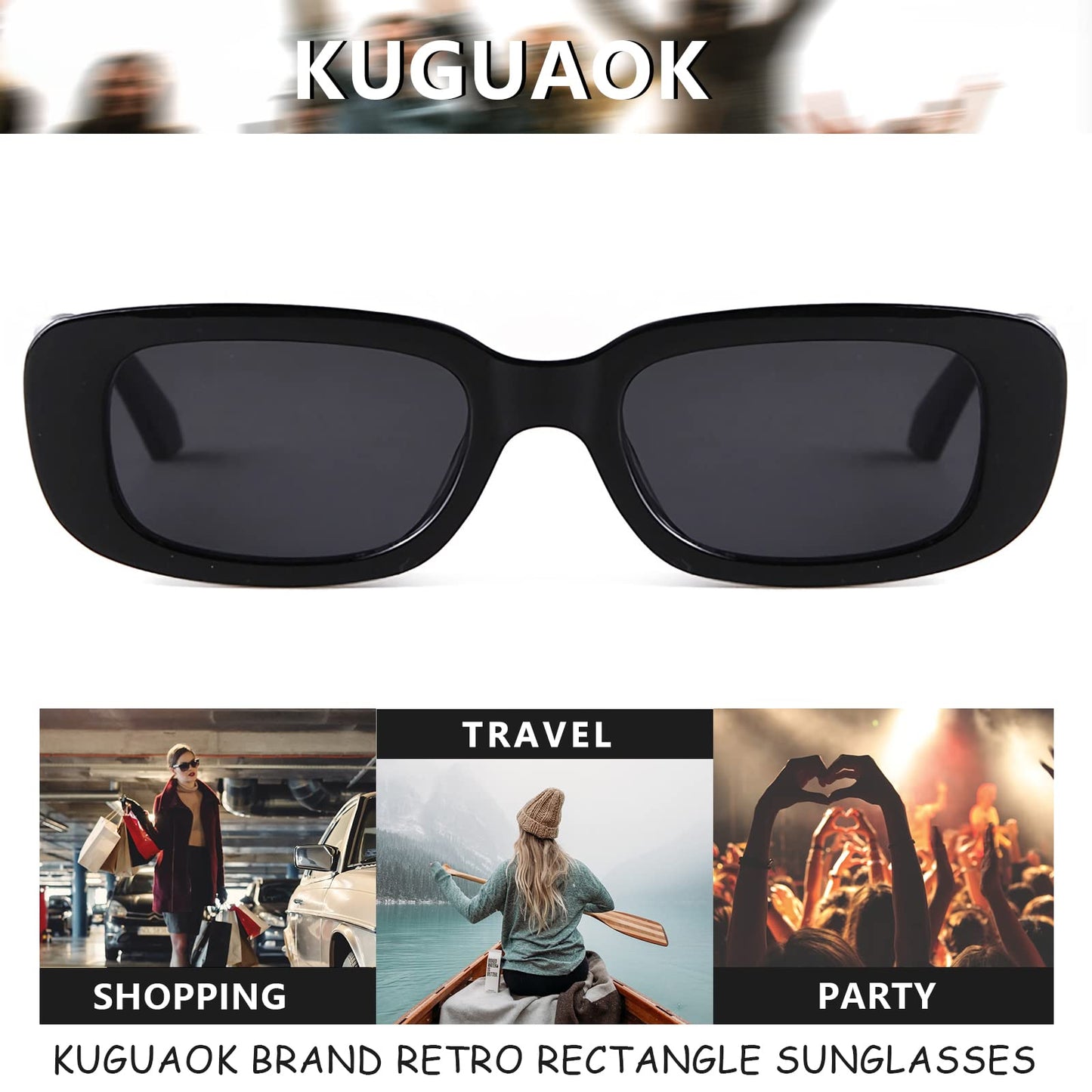 KUGUAOK Retro Rectangle Sunglasses Women and Men Vintage Small Square Sun Glasses UV Protection Glasse