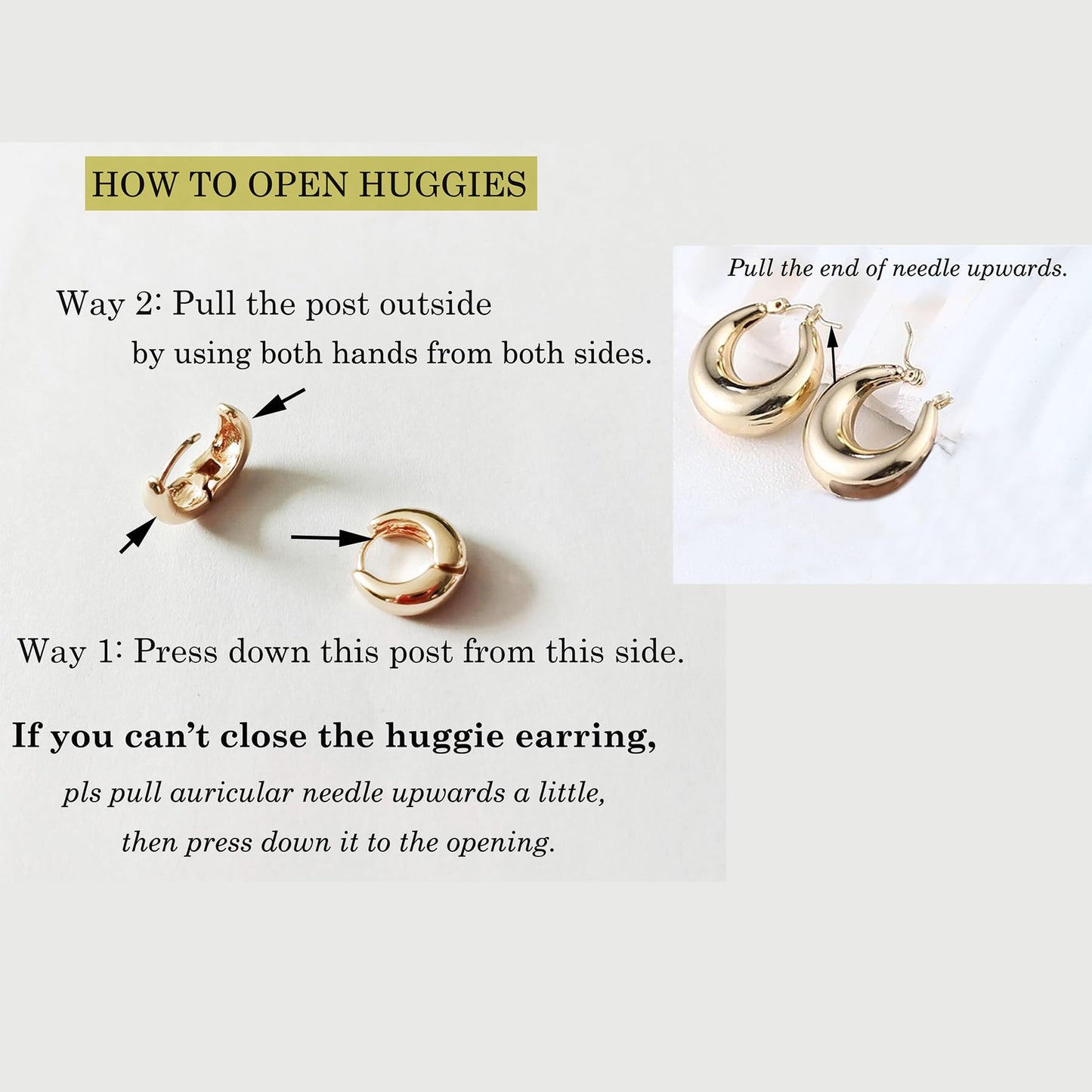 Gold Chunky Hoop Earrings Set for Women, 14K Gold Plated Twisted Huggie Hoop Earring Hypoallergenic, Thick Open Hoops Set Lightweight (3 gold hoop chunky)