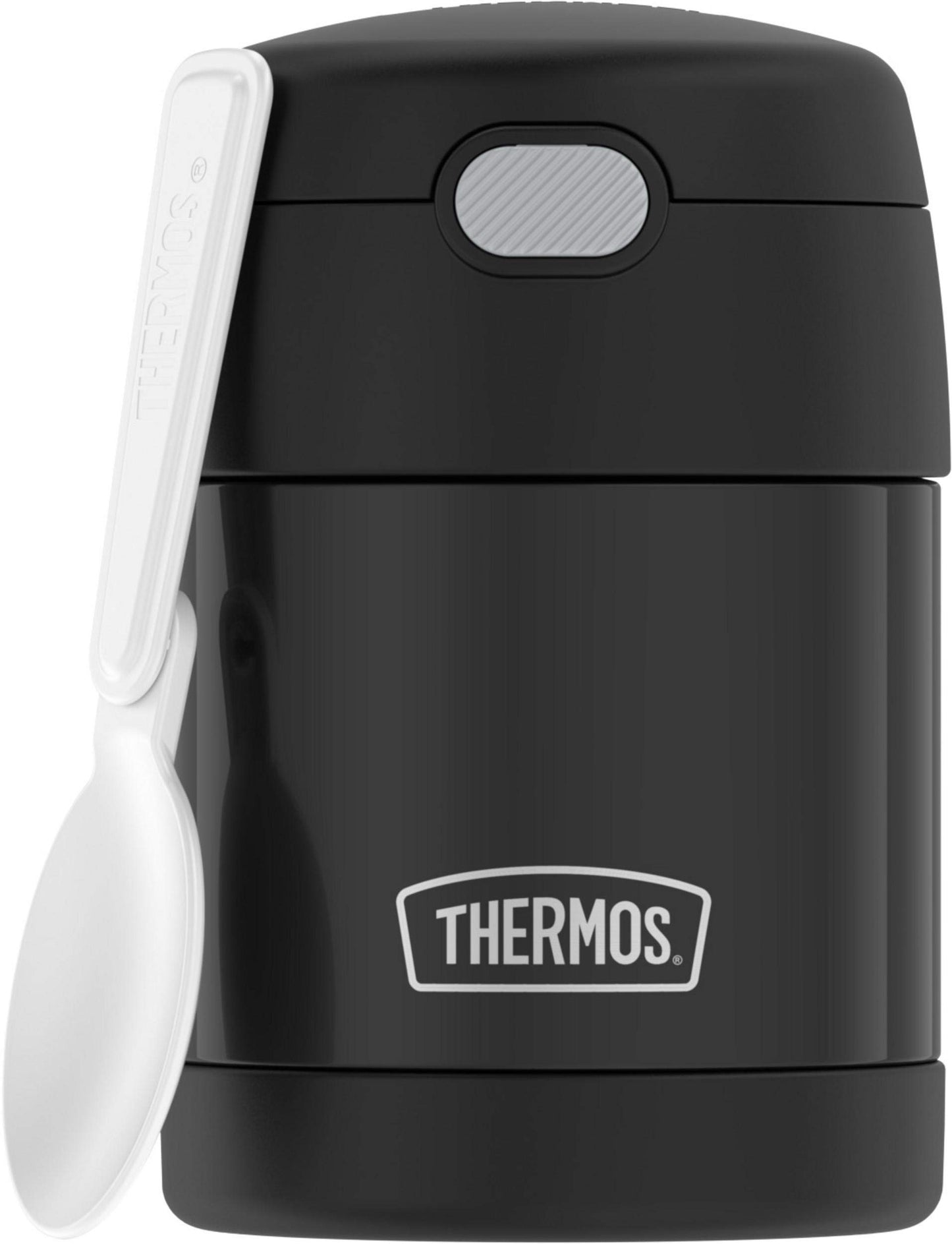 THERMOS FUNTAINER Insulated Food Jar – 10 Ounce, Black – Kid Friendly Food Jar with Foldable Spoon