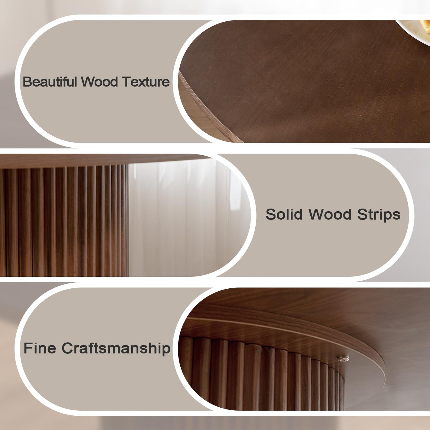 SIMTONAL Round Wood Dining Table Modern Pedestal Kitchen Table Walnut, 35''L x 35''W x 29.9''H(Only Table)