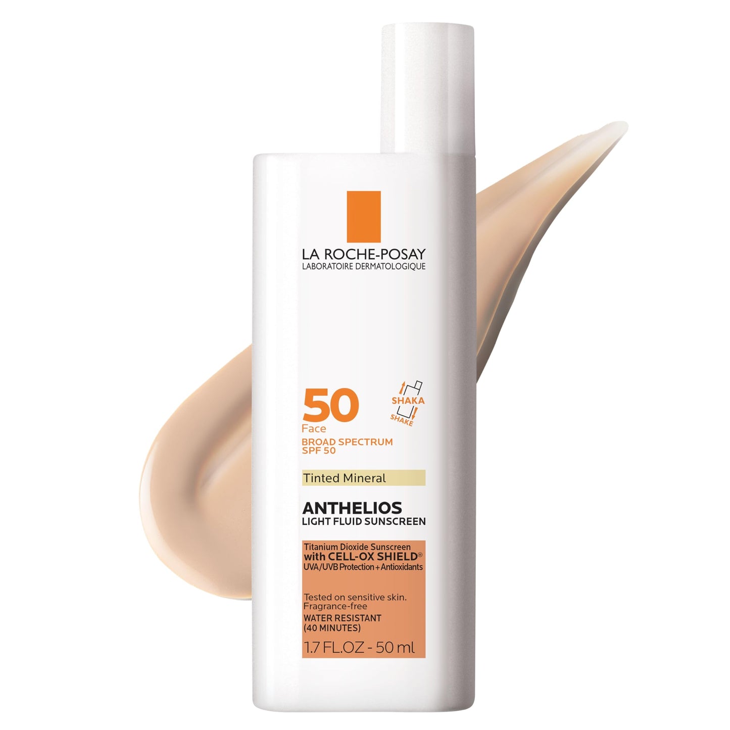 La Roche-Posay Anthelios Tinted Sunscreen, Ultra-Light Fluid Broad Spectrum SPF 50, with Titanium Dioxide Mineral Face Sunscreen, Universal Tint, Oil-Free