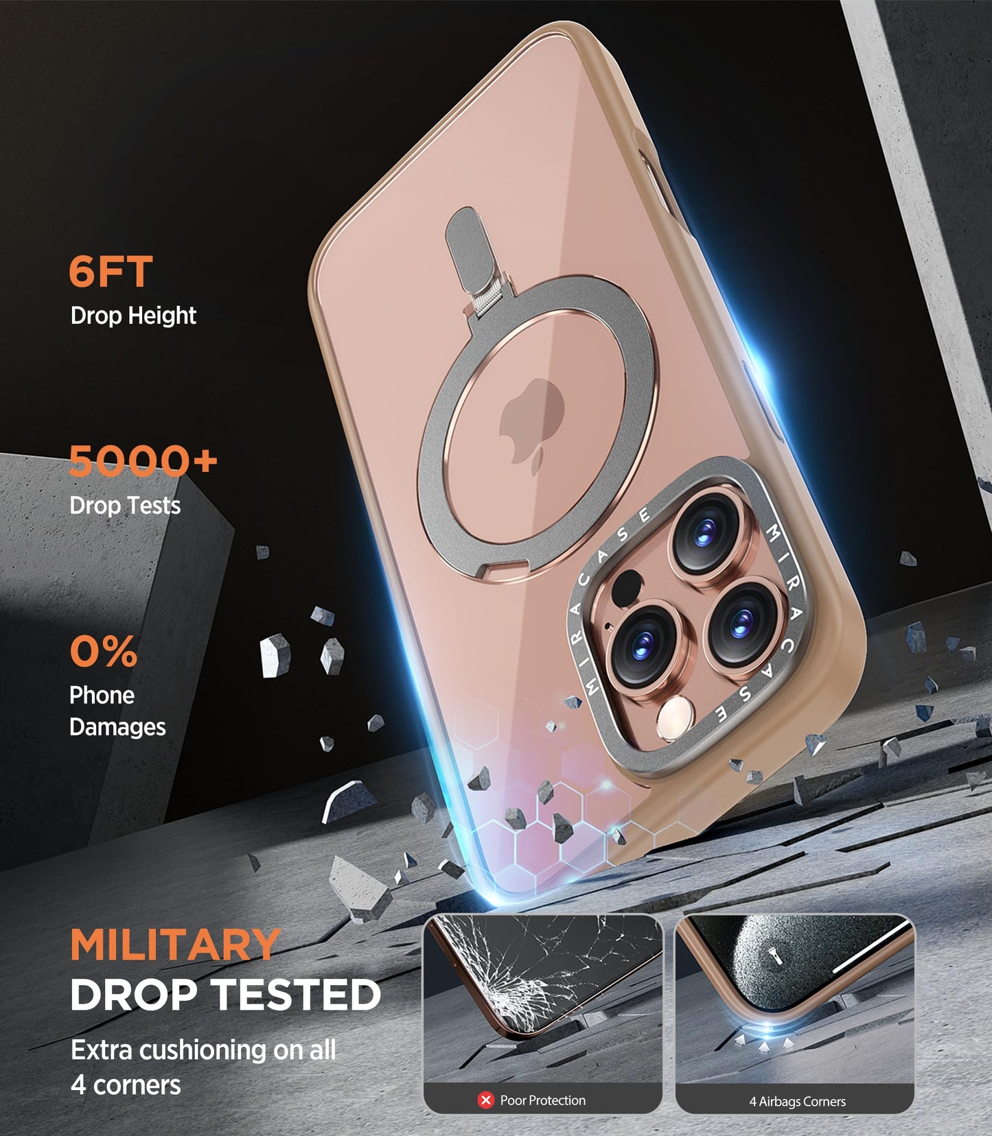 Miracase 2024 Magnetic for iPhone 16 Pro Max Case with Stand 6.9'' [Compatible with MagSafe] Shockproof Phone Case for iPhone 16 Pro Max with Flexible & Reliable Built-in Kickstand, Desert Brown