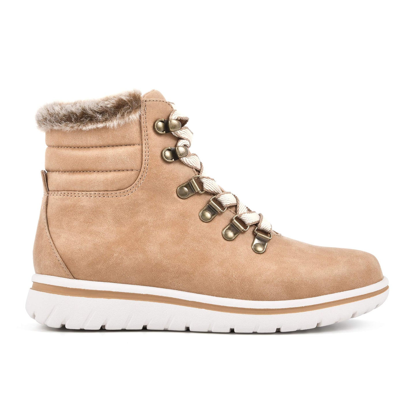 CLIFFS BY WHITE MOUNTAIN Shoes Hallett Women's Casual Hiker Style Bootie, Wheat/Fabric, 7 M