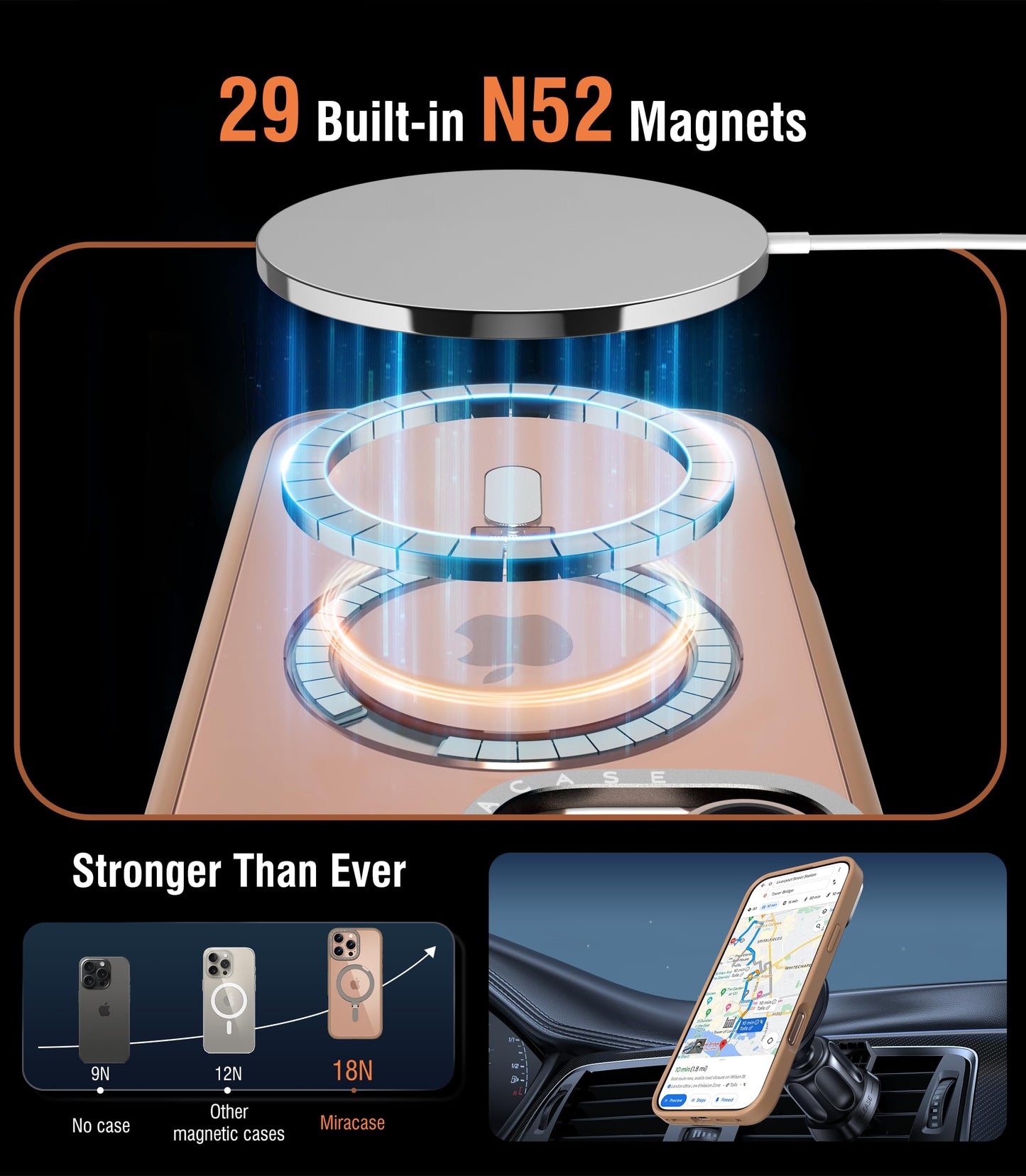 Miracase 2024 Magnetic for iPhone 16 Pro Max Case with Stand 6.9'' [Compatible with MagSafe] Shockproof Phone Case for iPhone 16 Pro Max with Flexible & Reliable Built-in Kickstand, Desert Brown