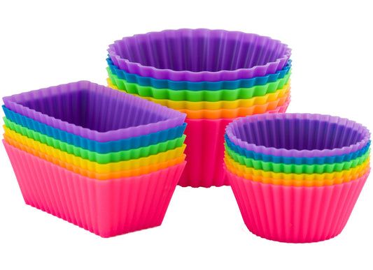 Silicone Baking Cups Bento Variety Bundle, Set of 18 Reusable Silicone Cupcake Liners for Baking, Lunch Box Dividers, Nonstick Silicone Muffin Cups, Silicone Cupcake Molds for Baking and Bento Box