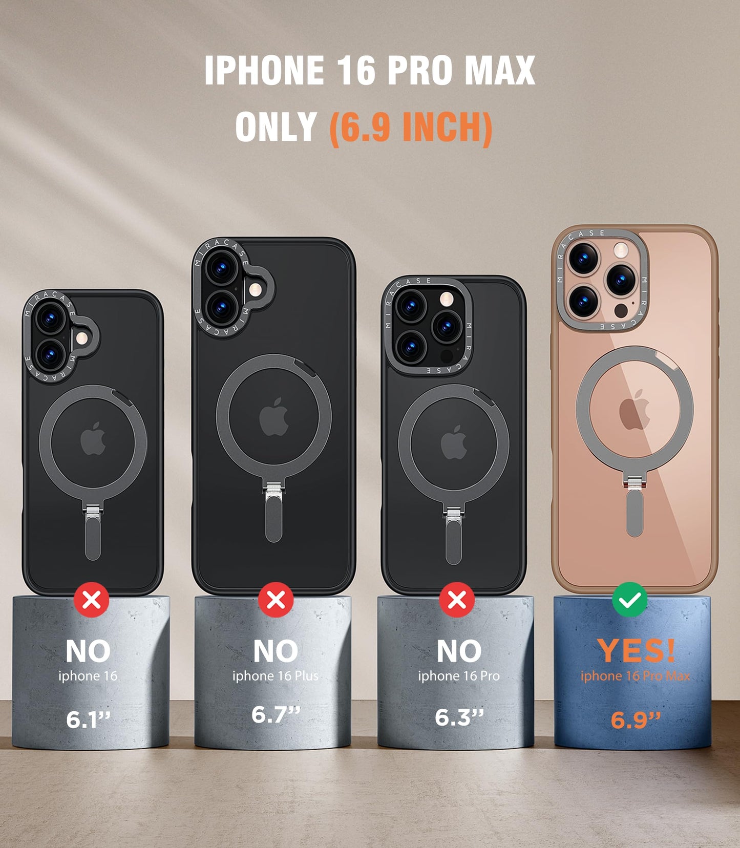 Miracase 2024 Magnetic for iPhone 16 Pro Max Case with Stand 6.9'' [Compatible with MagSafe] Shockproof Phone Case for iPhone 16 Pro Max with Flexible & Reliable Built-in Kickstand, Desert Brown