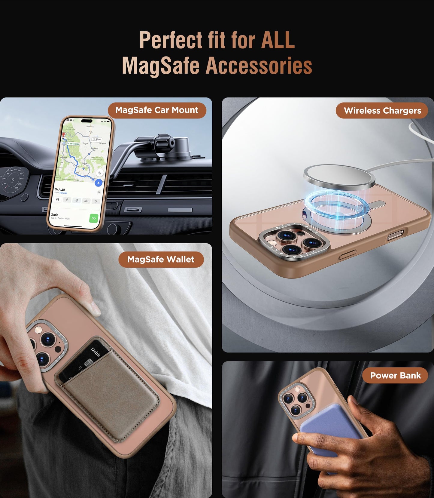 Miracase 2024 Magnetic for iPhone 16 Pro Max Case with Stand 6.9'' [Compatible with MagSafe] Shockproof Phone Case for iPhone 16 Pro Max with Flexible & Reliable Built-in Kickstand, Desert Brown