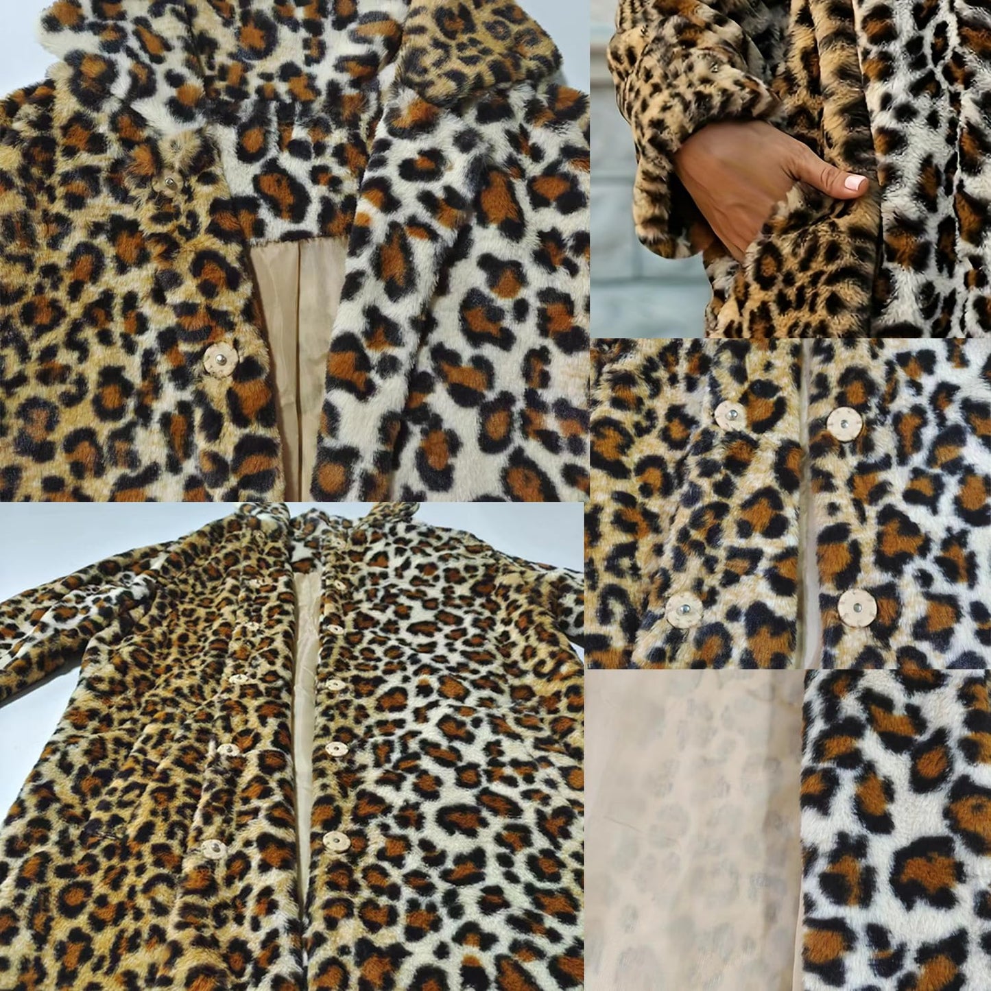 TOPONSKY Faux Fur Neon Winter Dalmation Snow Coats Warm Collar 2023 Leopard M