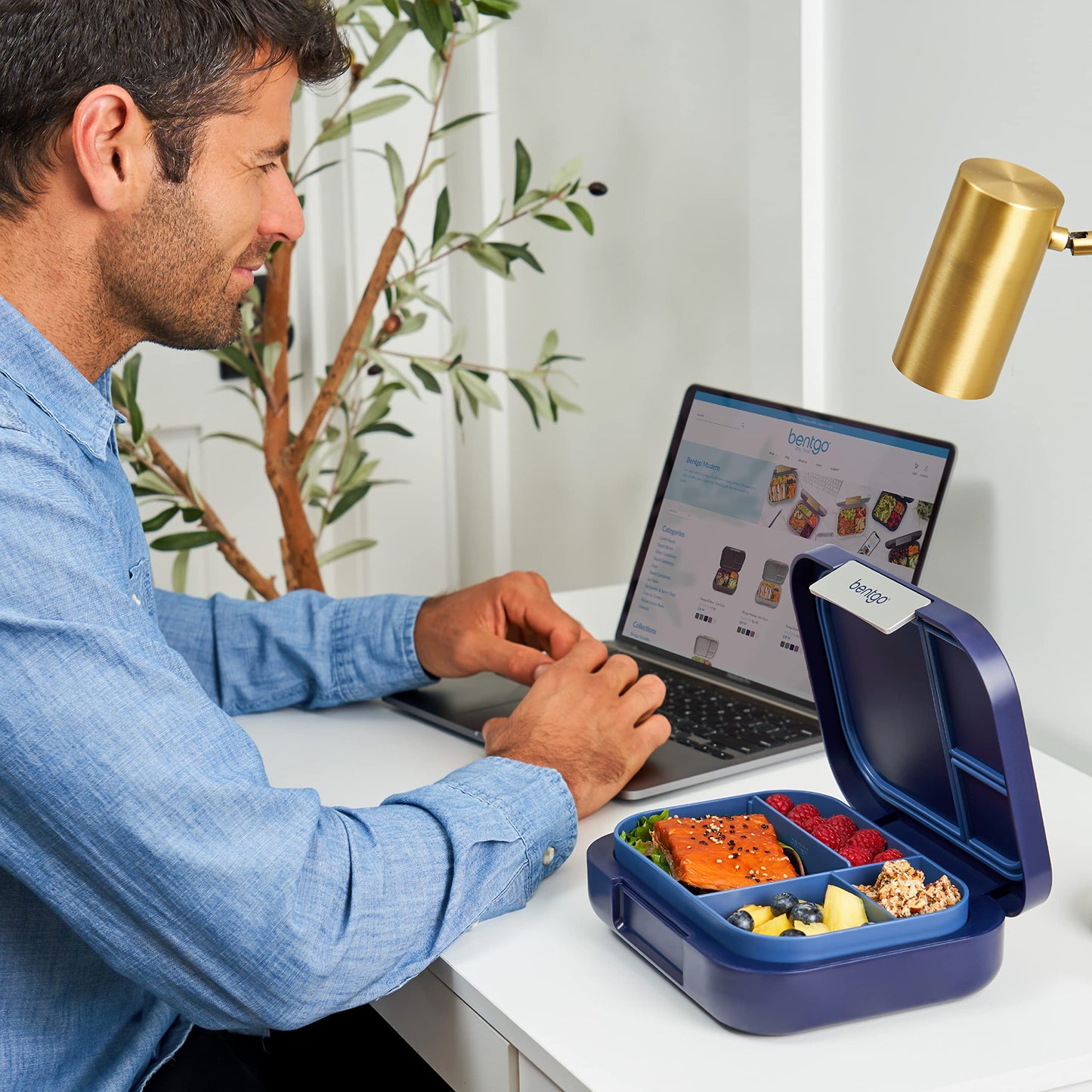 Bentgo® Modern Bento-Style Lunch Box Set With Reusable Snack Cup (Navy)