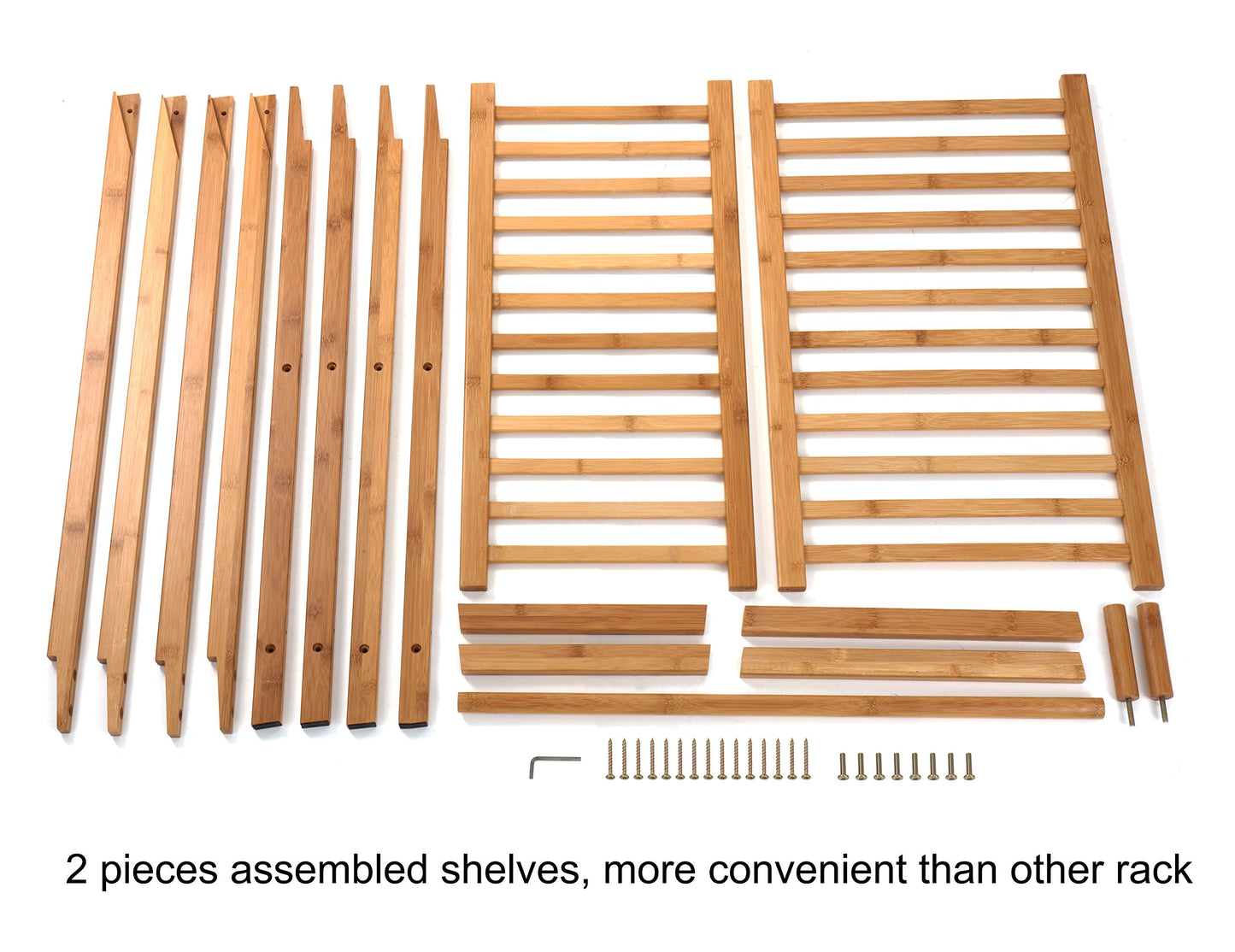 Finnhomy Bamboo Clothes Rack Portable Extra Large Garment Rack 2-Tire Storage Box Shelves For Entryway and Bed Room Patented Design